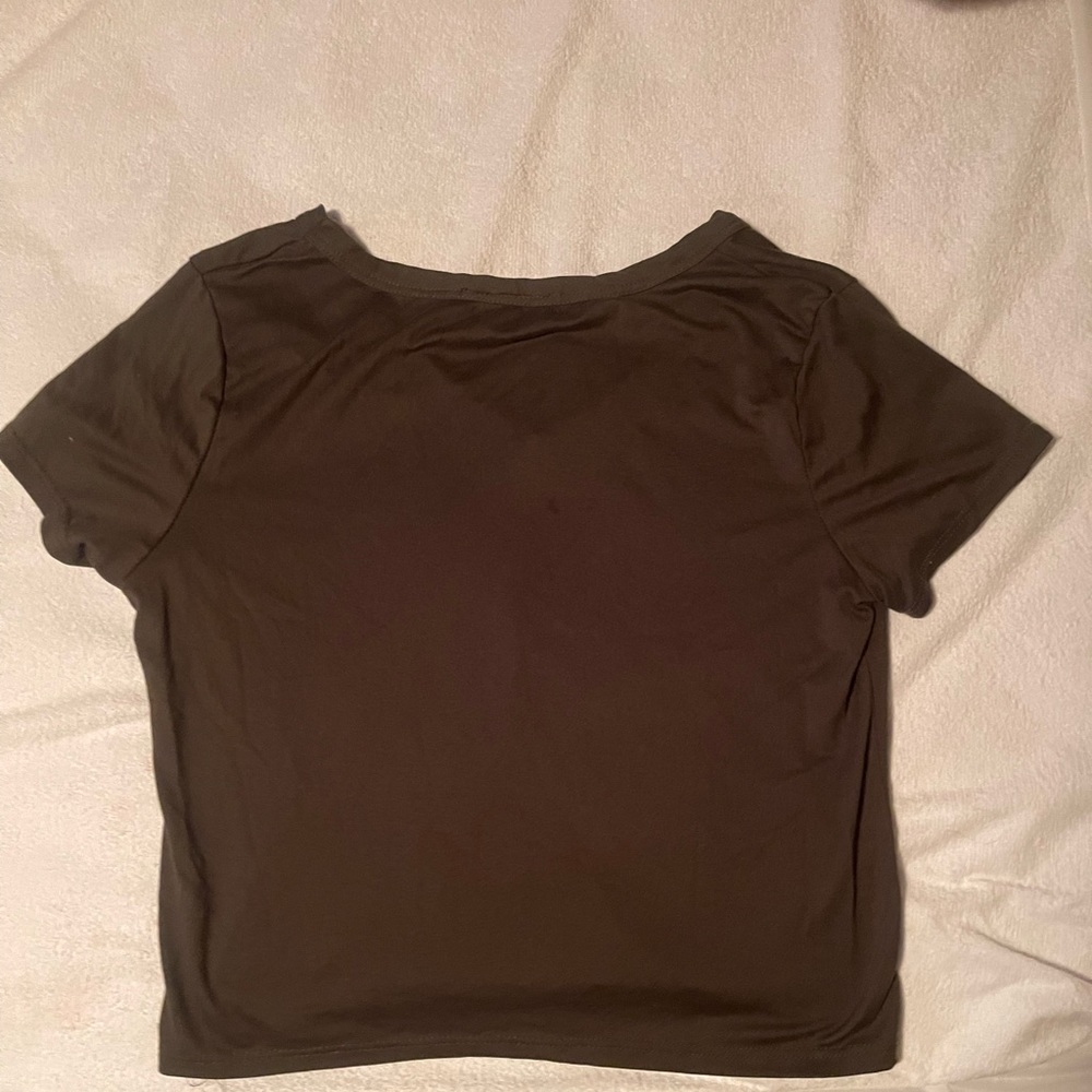 Olive Green Fitted Stretch Crop Top